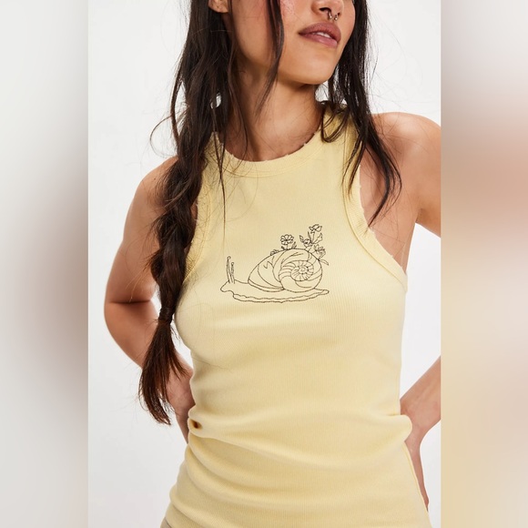 Free People Tops - NWT! Free People x Denim and Bone Garden Fairies Tank Novelty Embroidered Large
